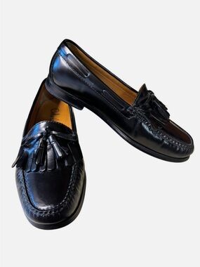 Cole Haan Men's Black Kiltie Tassel Loafer Leather Casual Slip On Size 9 EEE